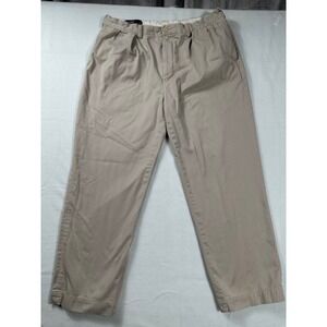 Polo by Ralph Lauren Andrew Pant Khaki Beige Cotton Pleated Casual Trousers